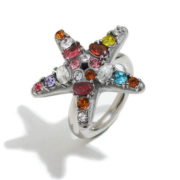 Wholesale Women's Niche Minimalist Stainless Steel Electroplated Star And Geometric Shaped Ring Jewelry