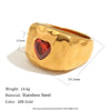 Wholesale Women's Niche Retro Geometric Heartshaped Stainless Steel 18K Goldplated Diamond Ring Accessories