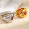 Wholesale Women's Niche Retro Geometric Heartshaped Stainless Steel 18K Goldplated Diamond Ring Accessories