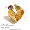 Wholesale Women's Niche Retro Geometric Stainless Steel Electroplated Hammered Texture Open Ring Light Luxury Jewelry