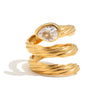 Wholesale Women's Niche Retro Geometric Stainless Steel 18K Goldplated Snake Head Ring