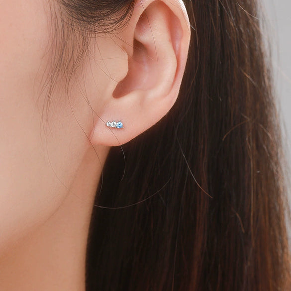 Wholesale Women's Niche Simple Fashion 925 Sterling Silver Zircon Inlaid Ring And Earrings