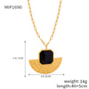 Wholesale Women's Niche Style Fan Shape Inlaid Acrylic Design Electroplated Titanium Steel Jewelry Suit With Bead Chain