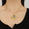 Wholesale Women's Niche Style Fan Shape Inlaid Acrylic Design Electroplated Titanium Steel Jewelry Suit With Bead Chain