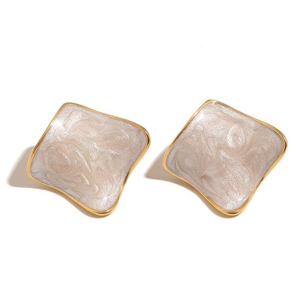 Wholesale Women's Niche Style Geometric Flower Stainless Steel Electroplated Stud Earrings