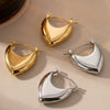 Wholesale Women's Niche Style Geometric Heartshaped Hollow Stainless Steel Earrings With 18K Real Gold Plating