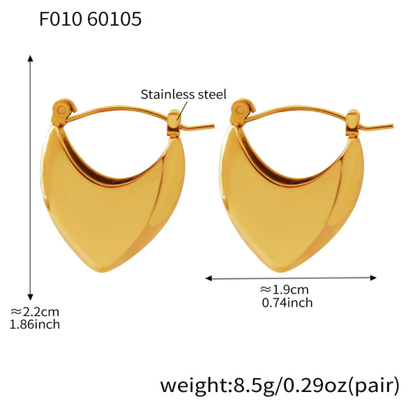 Wholesale Women's Niche Style Geometric Heartshaped Hollow Stainless Steel Earrings With 18K Real Gold Plating