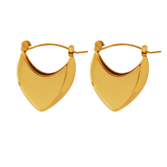 Wholesale Women's Niche Style Geometric Heartshaped Hollow Stainless Steel Earrings With 18K Real Gold Plating