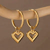 Wholesale Women's Niche Style Geometric Heartshaped Stainless Steel 18K Gold Plated Earrings
