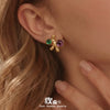 Wholesale Women's Niche Style Geometric Red And Green Gemstone Stainless Steel Goldplated Earrings