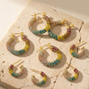 Wholesale Women's Niche Style Geometric Stainless Steel Electroplated Cshaped Diamond Zircon Earring Set