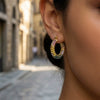 Wholesale Women's Niche Style Geometric Stainless Steel Electroplated Cshaped Diamond Zircon Earring Set