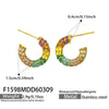 Wholesale Women's Niche Style Geometric Stainless Steel Electroplated Cshaped Diamond Zircon Earring Set
