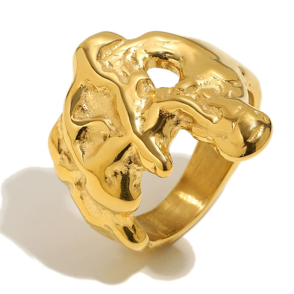 Wholesale Women's Niche Style Geometric Stainless Steel Electroplated Ring