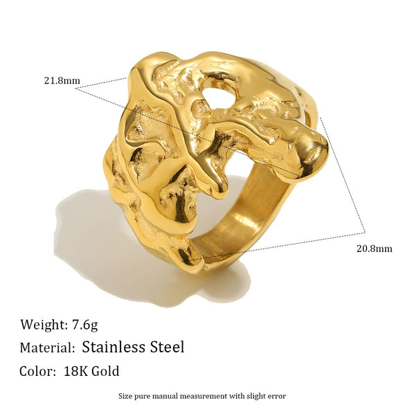 Wholesale Women's Niche Style Geometric Stainless Steel Electroplated Ring