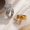 Wholesale Women's Niche Style Geometric Stainless Steel 18K Gold Electroplated Ring Hand Jewelry