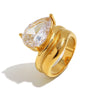 Wholesale Women's Niche Style Geometric Stainless Steel 18K Gold Electroplated Ring Hand Jewelry