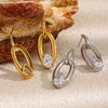 Wholesale Women's Niche Style Geometric Stainless Steel 18K Gold Plated Cast Oval Water Drop Zircon Stud Earrings