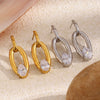 Wholesale Women's Niche Style Geometric Stainless Steel 18K Gold Plated Cast Oval Water Drop Zircon Stud Earrings