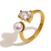 Wholesale Women's Niche Style Geometric Stainless Steel 18K Gold Plated Imitation Pearl Water Drop Zircon Earrings