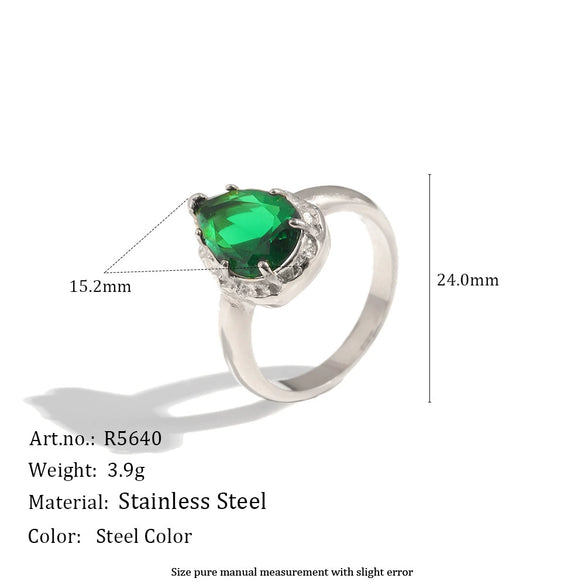 Wholesale Women's Niche Style Geometric Stainless Steel 18K Gold Plated Zircon Ring