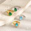 Wholesale Women's Niche Style Geometric Stainless Steel 18K Gold Plated Zircon Ring