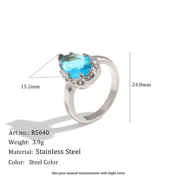 Wholesale Women's Niche Style Geometric Stainless Steel 18K Gold Plated Zircon Ring