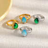Wholesale Women's Niche Style Geometric Stainless Steel 18K Gold Plated Zircon Ring