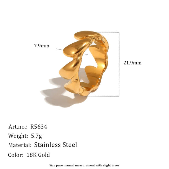 Wholesale Women's Niche Style Geometric Stainless Steel 18K Gold Vacuum Plated Ring