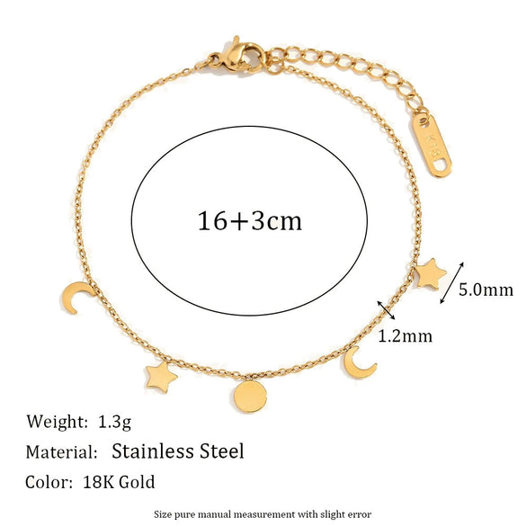 Wholesale Women's Niche Style Geometric Star And Moon Shape Stainless Steel 18K Gold Vacuum Plated Earrings And Fourpointed Star Ring