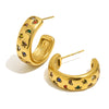Wholesale Women's Niche Style Geometric Star And Moon Shape Stainless Steel 18K Gold Vacuum Plated Earrings And Fourpointed Star Ring