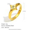 Wholesale Women's Niche Style Geometric Star And Moon Shape Stainless Steel 18K Gold Vacuum Plated Earrings And Fourpointed Star Ring