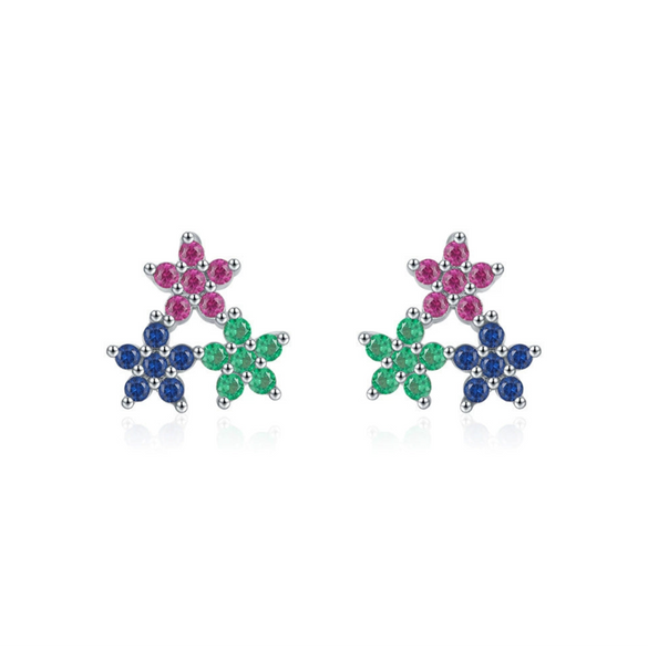Wholesale Women's Niche Style S925 Sterling Silver Inlaid Zircon Flower Earrings
