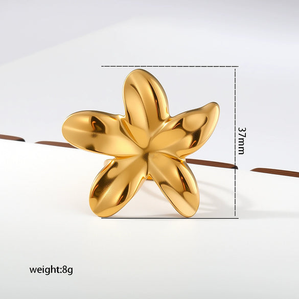Wholesale Women's Niche Style Stainless Steel Flower Electroplated Ring Jewelry