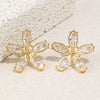Wholesale Women's Niche Style Stainless Steel 18K Goldplated Flower Stud Earrings