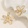 Wholesale Women's Niche Style Stainless Steel 18K Goldplated Flower Stud Earrings