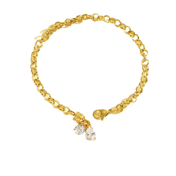 Wholesale Women's Niche Style Stainless Steel Necklace And Bracelet With Love Water Drops And Bells Electroplated Design