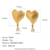 Wholesale Women's Niche Style Stainless Steel Pvd Furnace Vacuum Real Gold Plated Heart Moon Drop Shaped Zircon Earrings