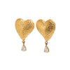 Wholesale Women's Niche Style Stainless Steel Pvd Furnace Vacuum Real Gold Plated Heart Moon Drop Shaped Zircon Earrings