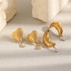 Wholesale Women's Niche Style Stainless Steel Pvd Furnace Vacuum Real Gold Plated Heart Moon Drop Shaped Zircon Earrings