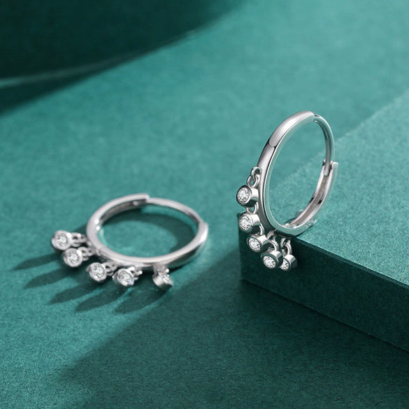 Wholesale Women's Niche Style 925 Sterling Silver Drop Shape Joker Earrings With Zircon Design