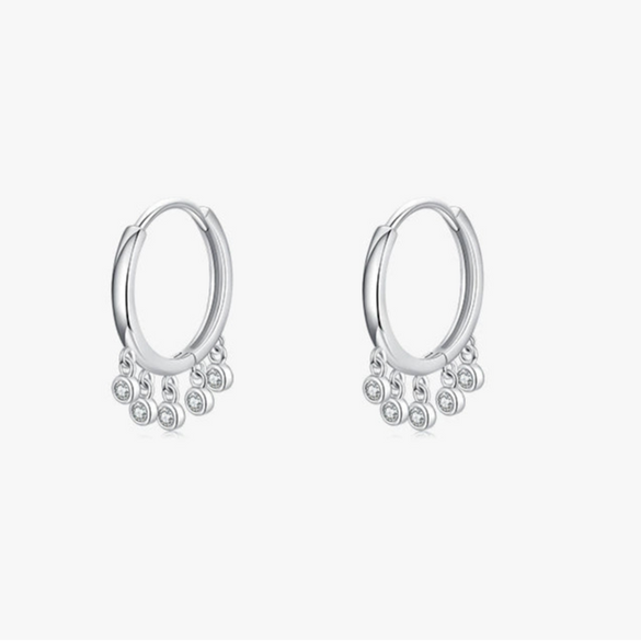 Wholesale Women's Niche Style 925 Sterling Silver Drop Shape Joker Earrings With Zircon Design
