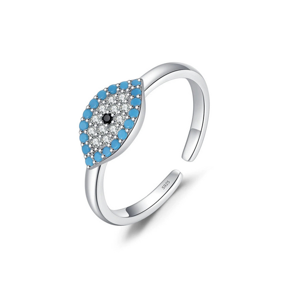 Wholesale Women's Niche Style 925 Sterling Silver Microinlaid Turquoise Devil's Eye Jewelry Set Earrings Necklace