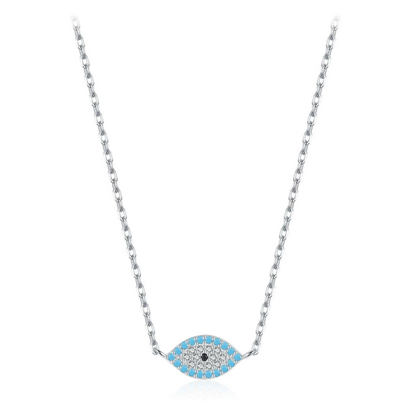 Wholesale Women's Niche Style 925 Sterling Silver Microinlaid Turquoise Devil's Eye Jewelry Set Earrings Necklace
