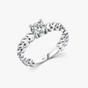 Wholesale Women's Niche Stylish S925 Sterling Silver Inlaid Zircon Cut Out Heart Ring With Electroplating