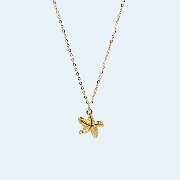 Wholesale Women's Niche Titanium Steel Electroplated Necklace With Shell And Starfish Marine Design