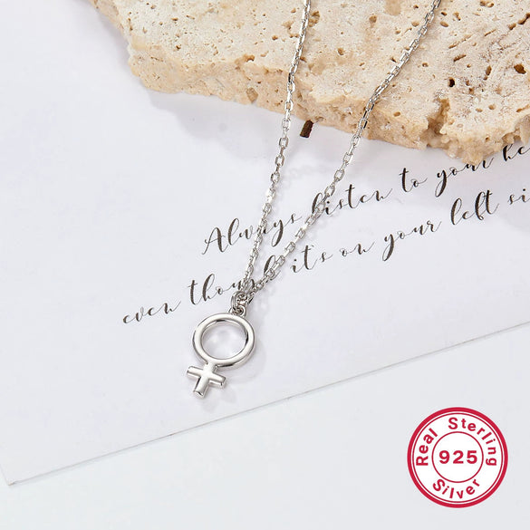 Wholesale Women's Niche Versatile Clavicle Chain Necklace S925 Sterling Silver Cross Symbol Pendant Geometric Style Electroplated