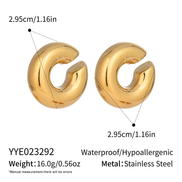 Wholesale Women's Non Pierced Ear Bone Clip C Shaped Glossy Thick Round Tube Ear Clip In Stainless Steel With Electroplating Geometric Style
