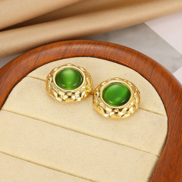 Wholesale Women's Nonfading Titanium Steel Geometric Palace Style Electroplated Earrings