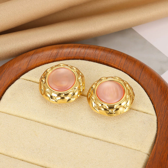 Wholesale Women's Nonfading Titanium Steel Geometric Palace Style Electroplated Earrings